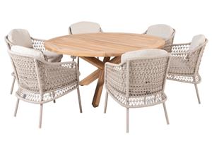 4 Seasons Outdoor Diningset Prado Puccini 7-delig Teak Ø160 cm