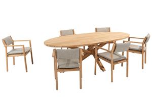 Relax 4 Seasons Outdoor Diningset Prado Ellips Levi Ovaal 7-delig Teak 240 x 115 cm