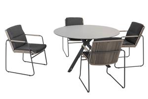 Taste by 4 Seasons Diningset Locarno Parma Antraciet 5-delig HPL Ø130 cm