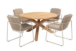 Taste by 4 Seasons Diningset Prado Parma Latte 5-delig Teak Ø130 cm