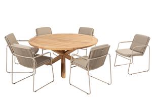 Taste by 4 Seasons Diningset Prado Parma Latte 7-delig Teak Ø160 cm