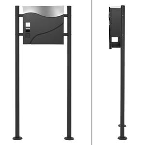 Ecd germany Brievenbus Voetstuk, Antraciet/zilver, 37x10,5x36,5 Cm, Roestvrij Staal