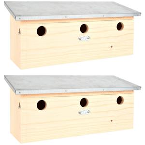 Merkloos 2x Houten vogelhuisjes/nestkastjes mus/mussen 46.8 cm -
