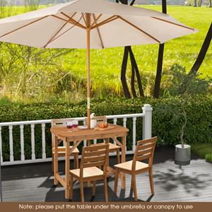Costway Dennenhouten Eettafel voor Buiten Patio Eettafel met 4 cm Parasolgat voor 4-6 Personen Buitentafel voor Gazon Tuin Binnen Natuurlijk