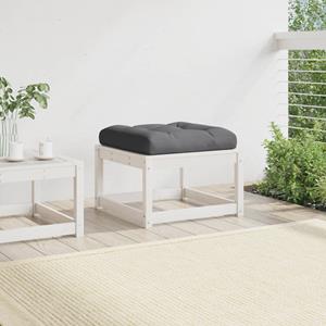 vidaXL Loungesofa Gartenhocker mit Kissen Weiß 63,5x63,5x38 cm Massivholz Kiefer