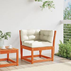 vidaXL Loungesofa Garten-Ecksofa mit Kissen Wachsbraun Massivholz Kiefer