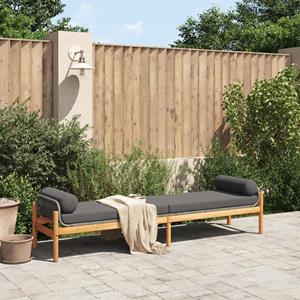 vidaXL Tuinbank met kussen poly rattan acacia grijs