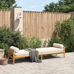 vidaXL Tuinbank met kussen poly rattan acacia beige