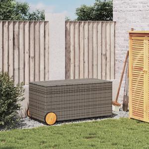 vidaXL Tuinbox met wielen 190 L poly rattan grijs