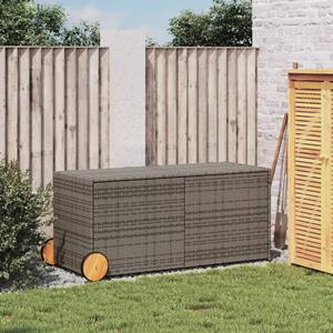 vidaXL Tuinbox met wielen 283 L poly rattan grijs