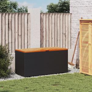 vidaXL Tuinbox 110x50x54 cm poly rattan en acaciahout zwart