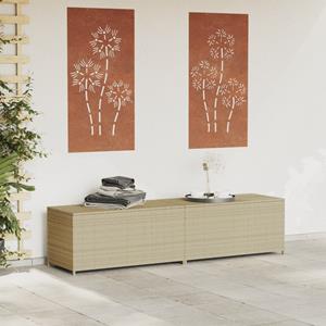 vidaXL Tuinbox met wielen 469 L poly rattan gemengd beige