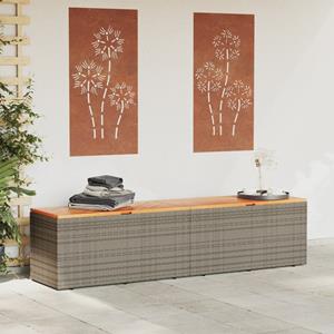 vidaXL Tuinbox 220x50x54 cm poly rattan en acaciahout grijs