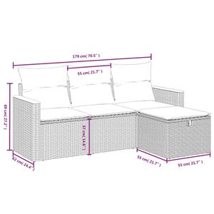 vidaXL 4-delige Loungeset met kussens poly rattan gemengd beige