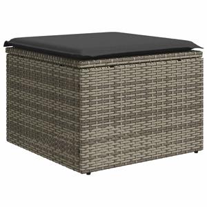 vidaXL 4-delige Loungeset met kussens poly rattan grijs