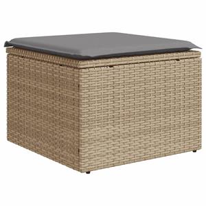 vidaXL 4-delige Loungeset met kussens poly rattan beige