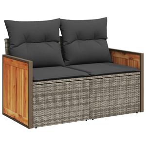 vidaXL 4-delige Loungeset met kussens poly rattan grijs