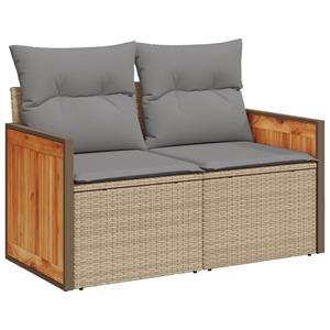 vidaXL 4-delige Loungeset met kussens poly rattan beige