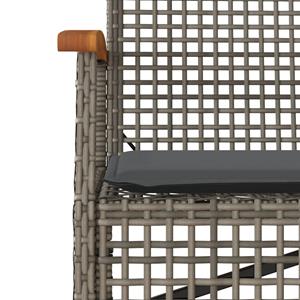 vidaXL 3-delige Tuinset met kussens poly rattan grijs