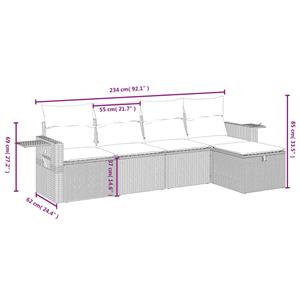 vidaXL 5-delige Loungeset met kussens poly rattan grijs