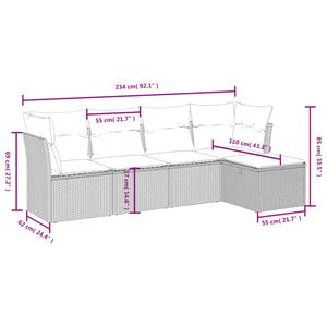 vidaXL 5-delige Loungeset met kussens poly rattan gemengd beige