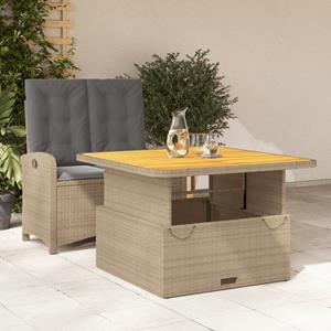 vidaxl 2-delige Tuinset met kussens poly rattan beige