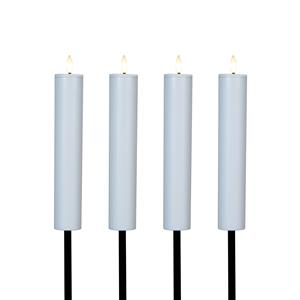 Anna's Collection Solar kaars fakkel - 4x - wit - tuinsteker - H76 cm - 3D lont - timer functie - tuinlamp -