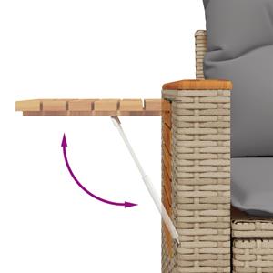 vidaXL 6-delige Loungeset met kussens poly rattan beige