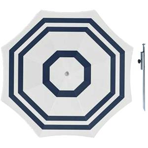 Merkloos Parasol - wit/blauw - D180 cm - incl. draagtas - parasolharing - 49 cm -