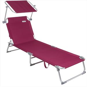 Casaria Ligbed Ibiza Bordeaux Rood Aluminium met Zonnescherm