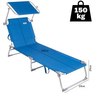 Casaria Ligbed Ibiza Blauw Aluminium met Zonnescherm