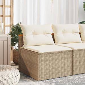 vidaXL Tuinbanken 2 st zonder armleuning met kussens poly rattan beige