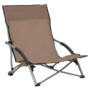 vidaXL Strandstoelen 2 st inklapbaar stof taupe