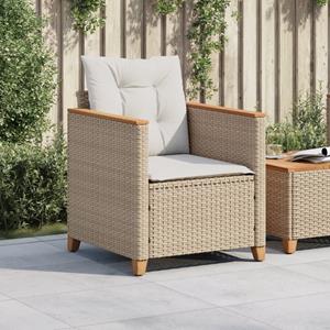 vidaXL Tuinstoel met kussens poly rattan beige