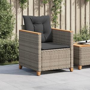 vidaXL Tuinstoel met kussens poly rattan grijs