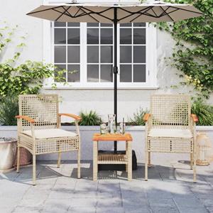 vidaXL Tuinstoelen 2 st met kussens poly rattan en acaciahout beige
