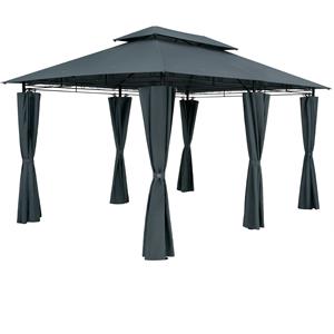 Pavillon 3x4m Gartenzelt Garten Seitenteile Metall Wasserabweisend Topas anthrazit - Casaria