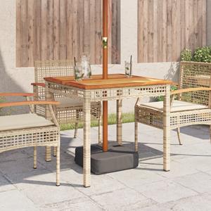 vidaXL Tuintafel 80x80x75 cm poly rattan en acaciahout beige