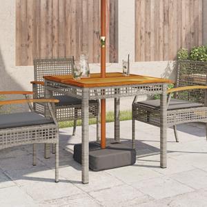 vidaXL Tuintafel 80x80x75 cm poly rattan en acaciahout grijs