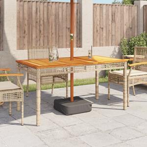 vidaXL Tuintafel 140x80x75 cm poly rattan en acaciahout beige