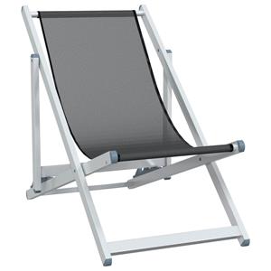 vidaXL Strandstoelen inklapbaar 2 st aluminium en textileen grijs