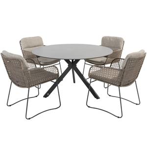 Taste by 4 Seasons Diningset Locarno Aprilla Pure 5-delig HPL Ø130 cm