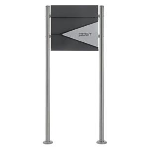 Standbriefkasten mit Zeitungsfach 37x37x11 cm Anthrazit/Silber aus Edelstahl ML-Design