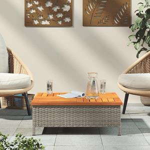 vidaXL Tuintafel 70x70x25 cm poly rattan en acaciahout grijs