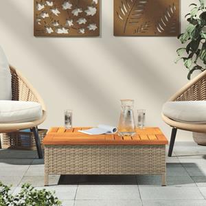 vidaXL Tuintafel 70x70x25 cm poly rattan en acaciahout beige