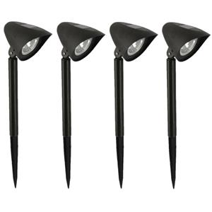 Gerimport  Solar tuinlamp - 4x - zwart - LED - oplaadbaar - H37cm -