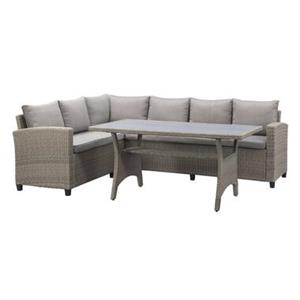 Leen Bakker Loungeset dining Blanes metaal wicker 218x70 cm