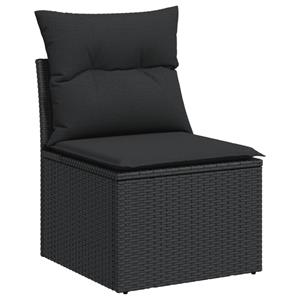 vidaXL 4-delige Loungeset met kussens poly rattan zwart