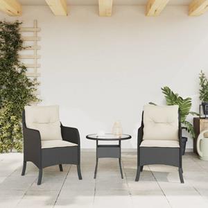vidaXL Tuinstoelen 2 st met kussens poly rattan zwart
