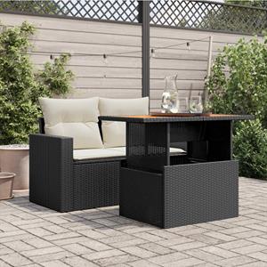 vidaXL Tuintafel 100x55x73 cm poly rattan en acaciahout zwart